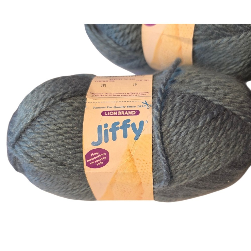 Vintage Lion Brand Jiffy Yarn Country Green 181 Acrylic 4 Skeins Lot 135 Yds